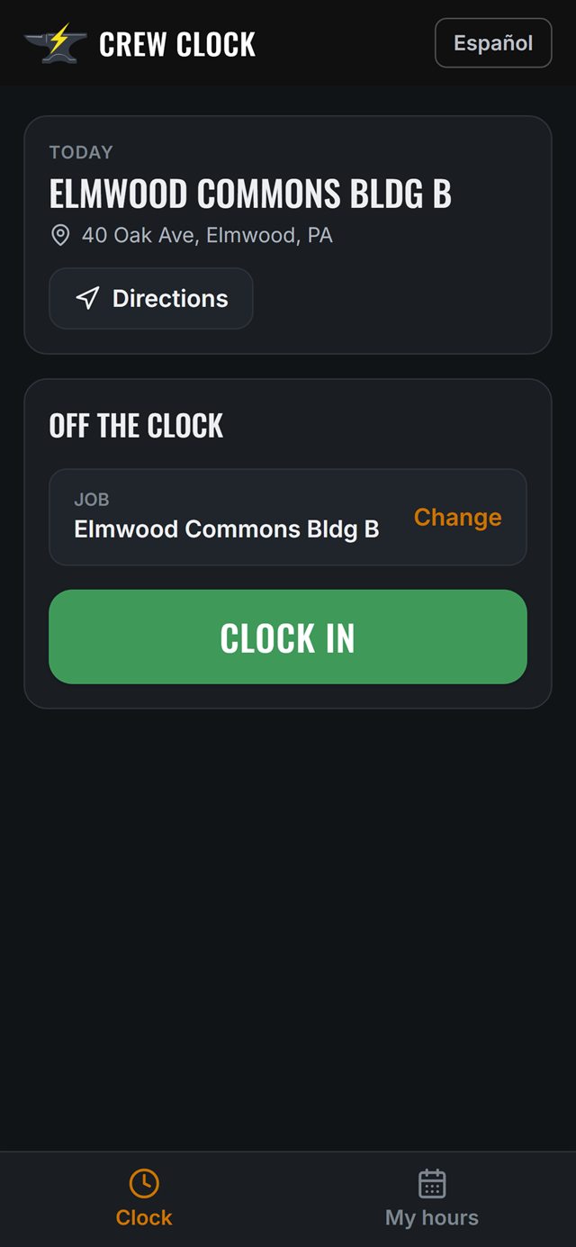 Crew Clock ready to clock in at the job site